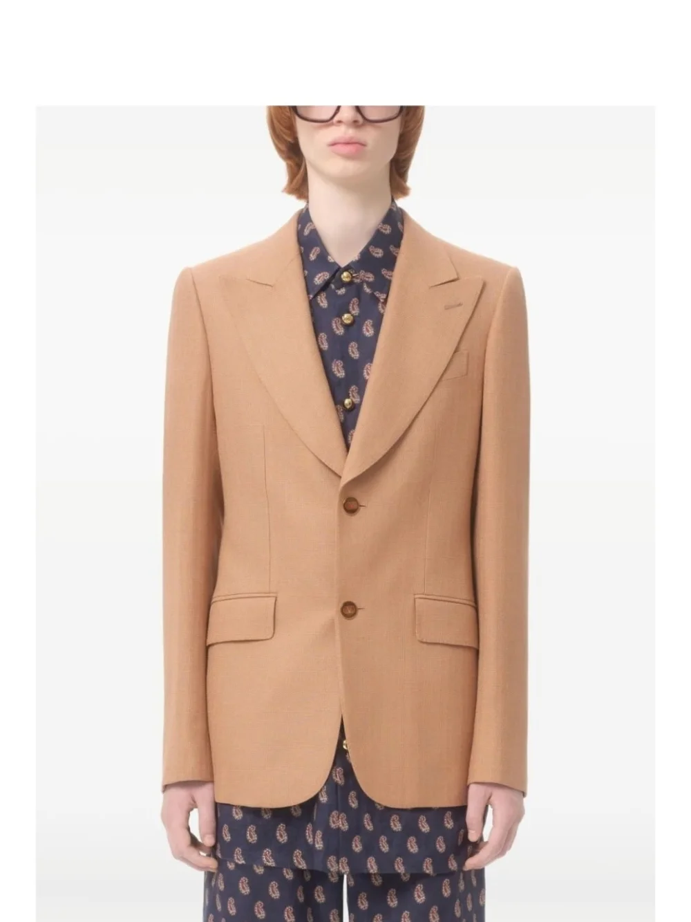 Valentino Garavani Camel Beige Hopsack Viscose Two Button Blazer 42 NWT $4750